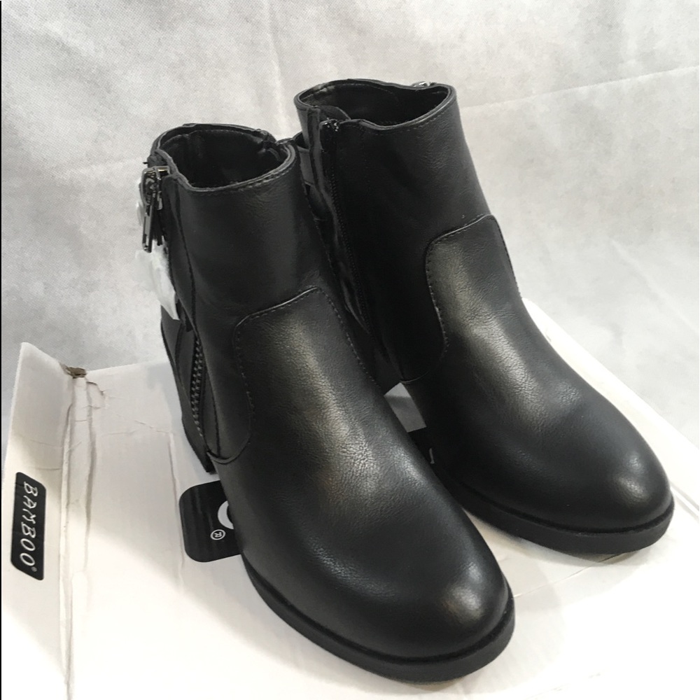 Black Bamboo Heeled Boots